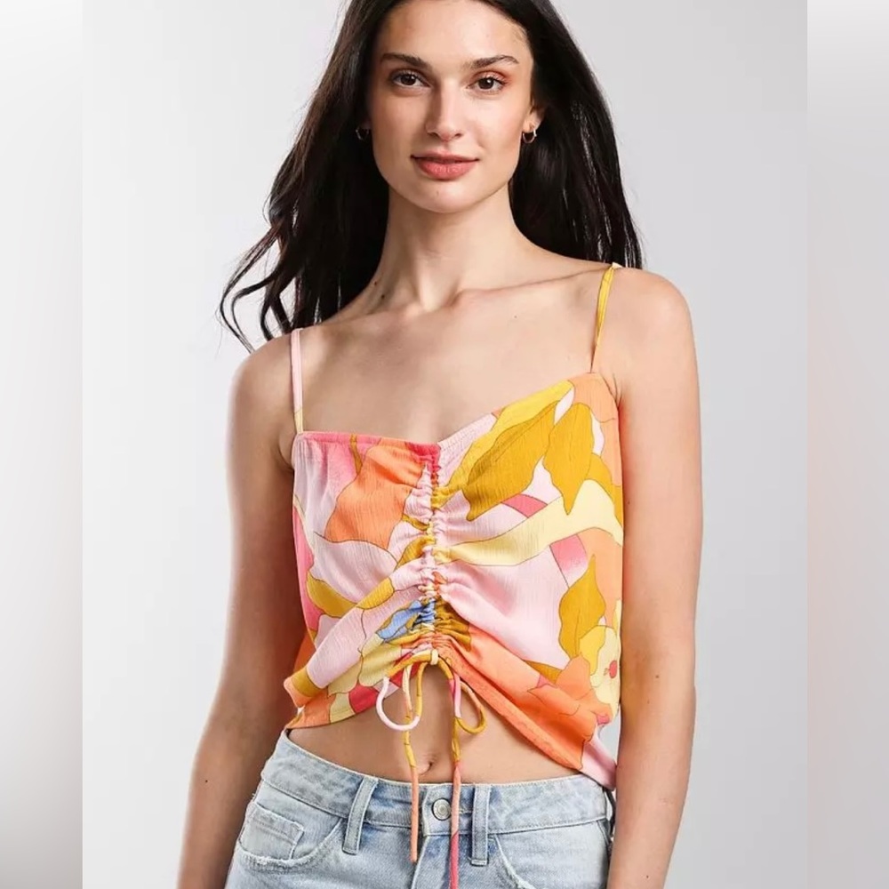 Billabong Floral Cinch Tie Tank Top